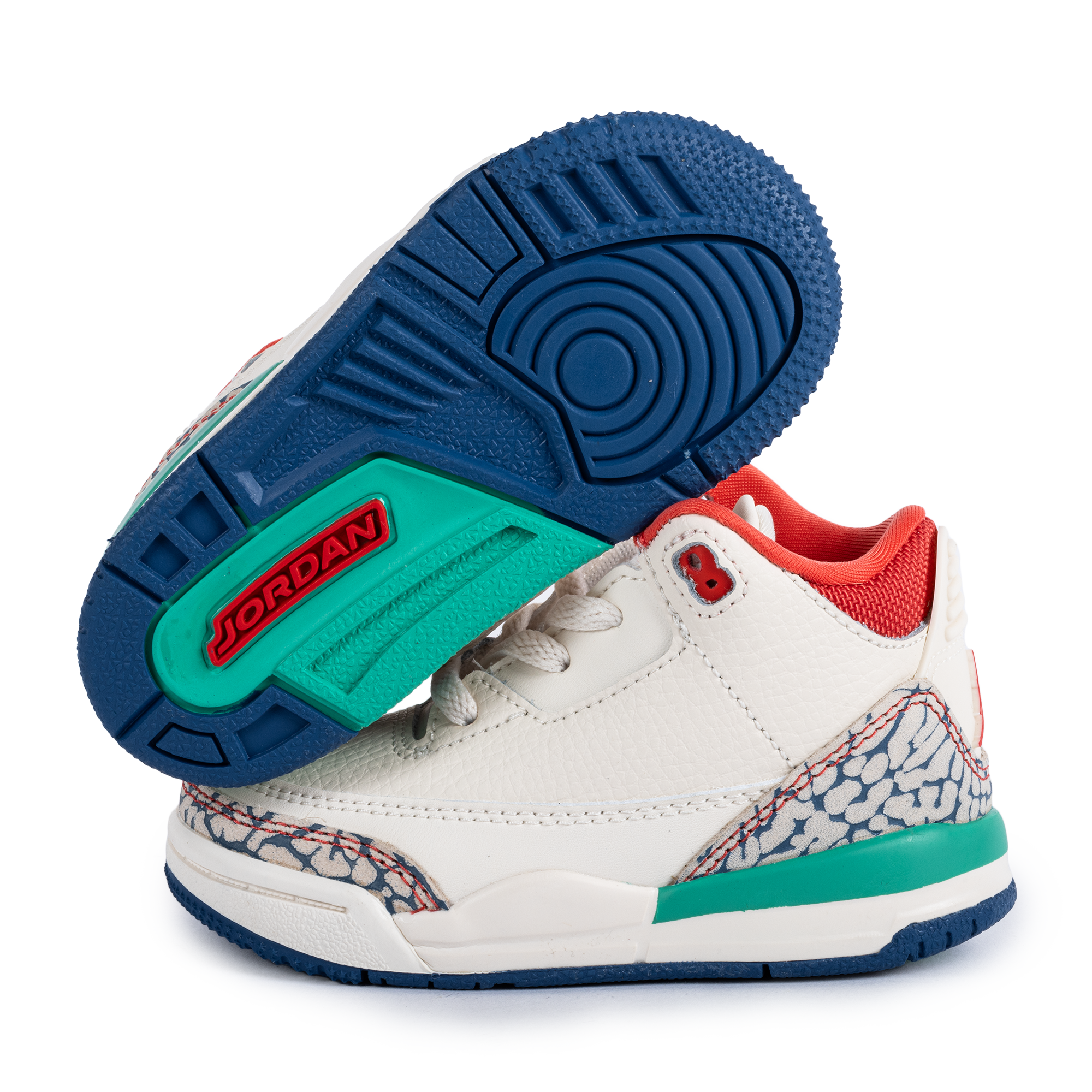 Nike Jordan 3 Retro "Play Your Way" (TD) Chalk/Track Red/T Blue/Kinetic Green IO2075-100