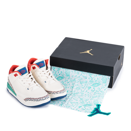 Nike Jordan 3 Retro "Play Your Way" (PS) Chalk/Track Red/T Blue/Kinetic Green IO2074-100