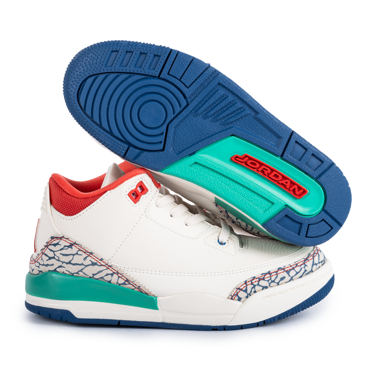 Nike Jordan 3 Retro "Play Your Way" (PS) Chalk/Track Red/T Blue/Kinetic Green IO2074-100