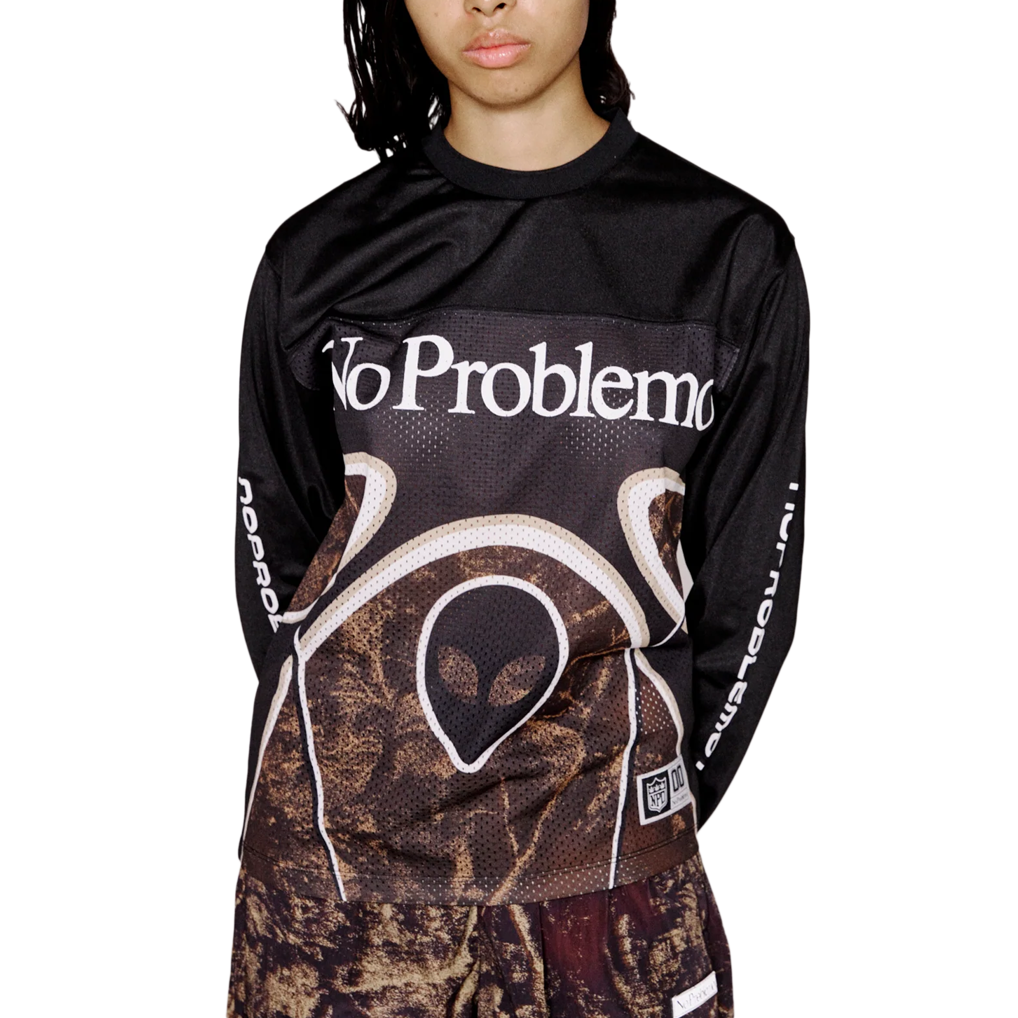 No Problemo Alien Long Sleeve Moto Shirt Black
