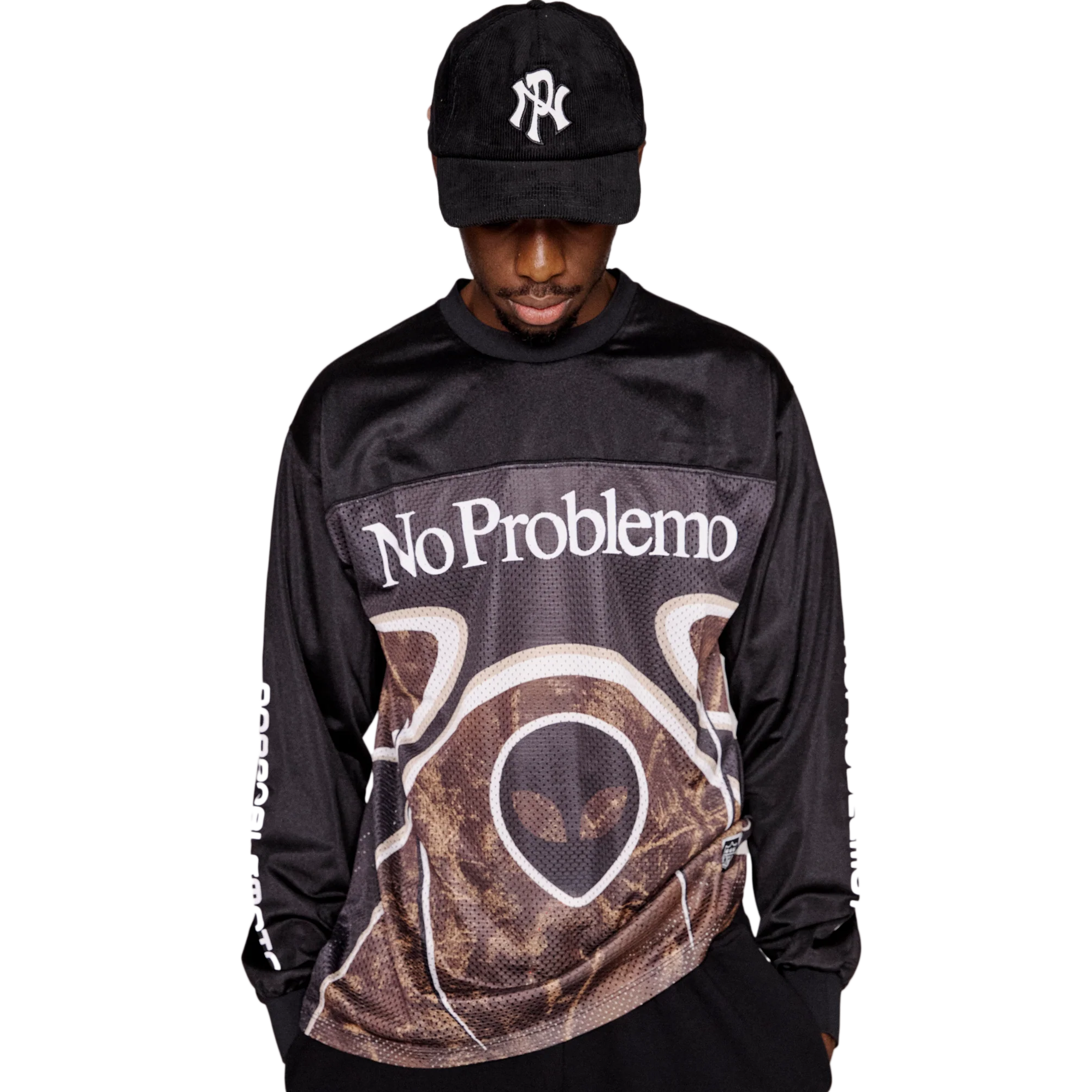 No Problemo Alien Long Sleeve Moto Shirt Black