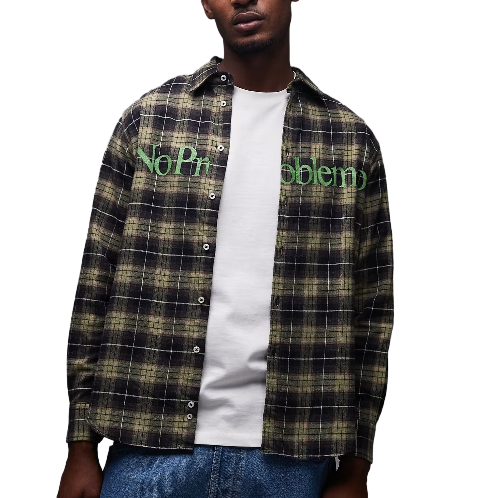 No Problemo Plaid Shirt Green