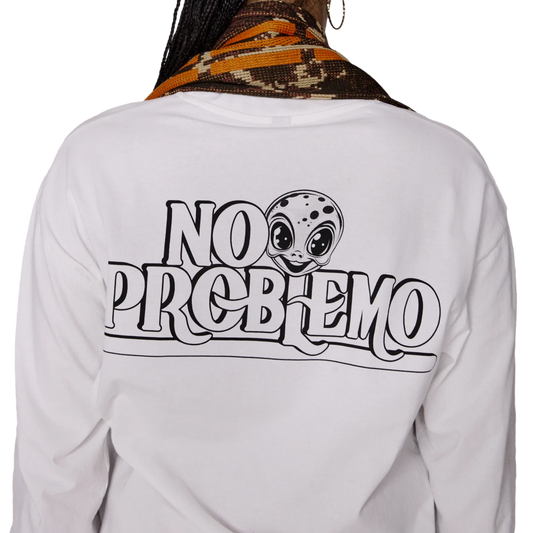No Problemo Stickers Long Sleeve T-Shirt White