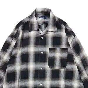 Nautica Japan Ombre Check Open Collar L/S Shirt Charcoal