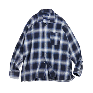 Nautica Japan Ombre Check Open Collar L/S Shirt Navy