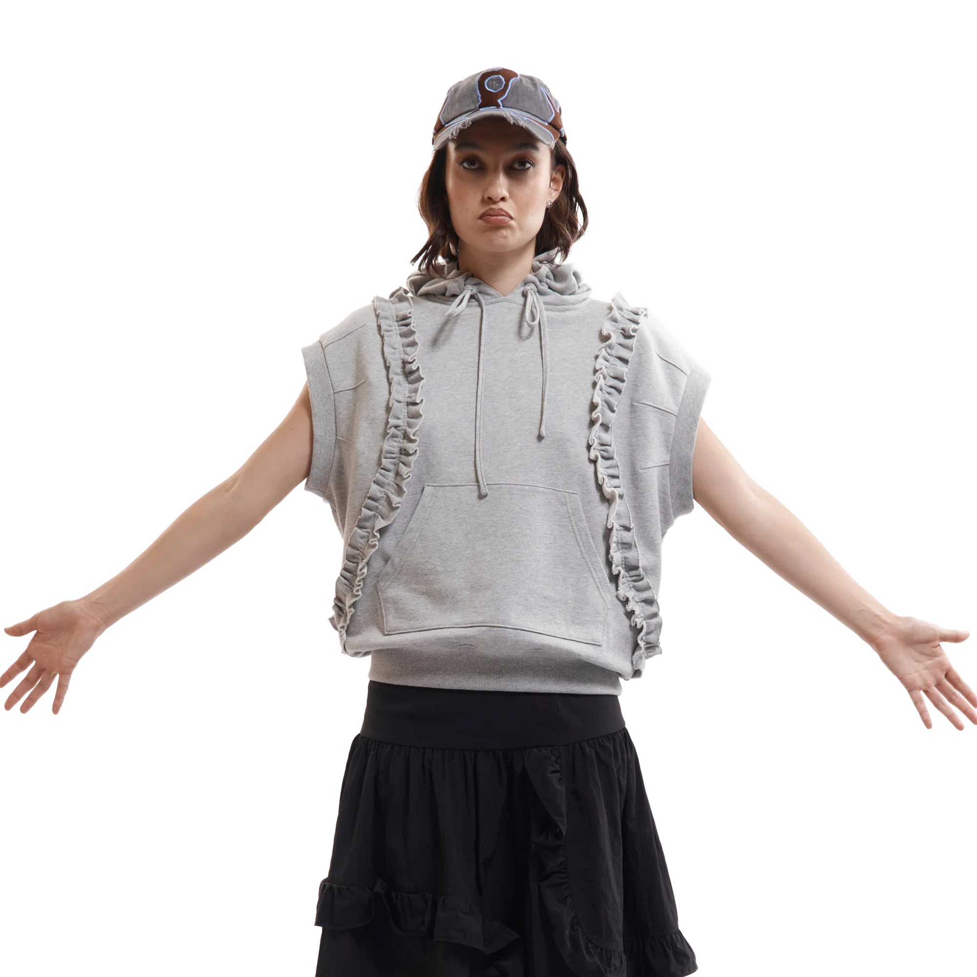 Perks And Mini Women's Artifex Hooded Pullover Vest Grey Marle