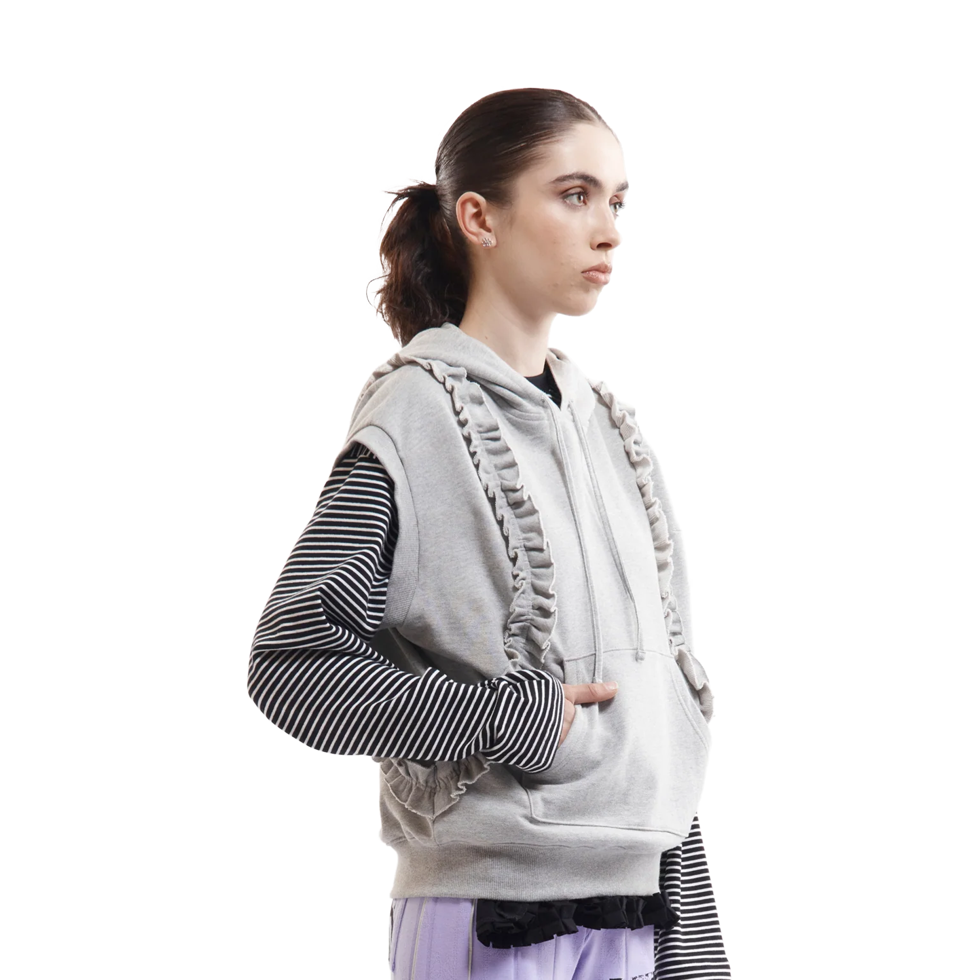 Perks And Mini Women's Artifex Hooded Pullover Vest Grey Marle