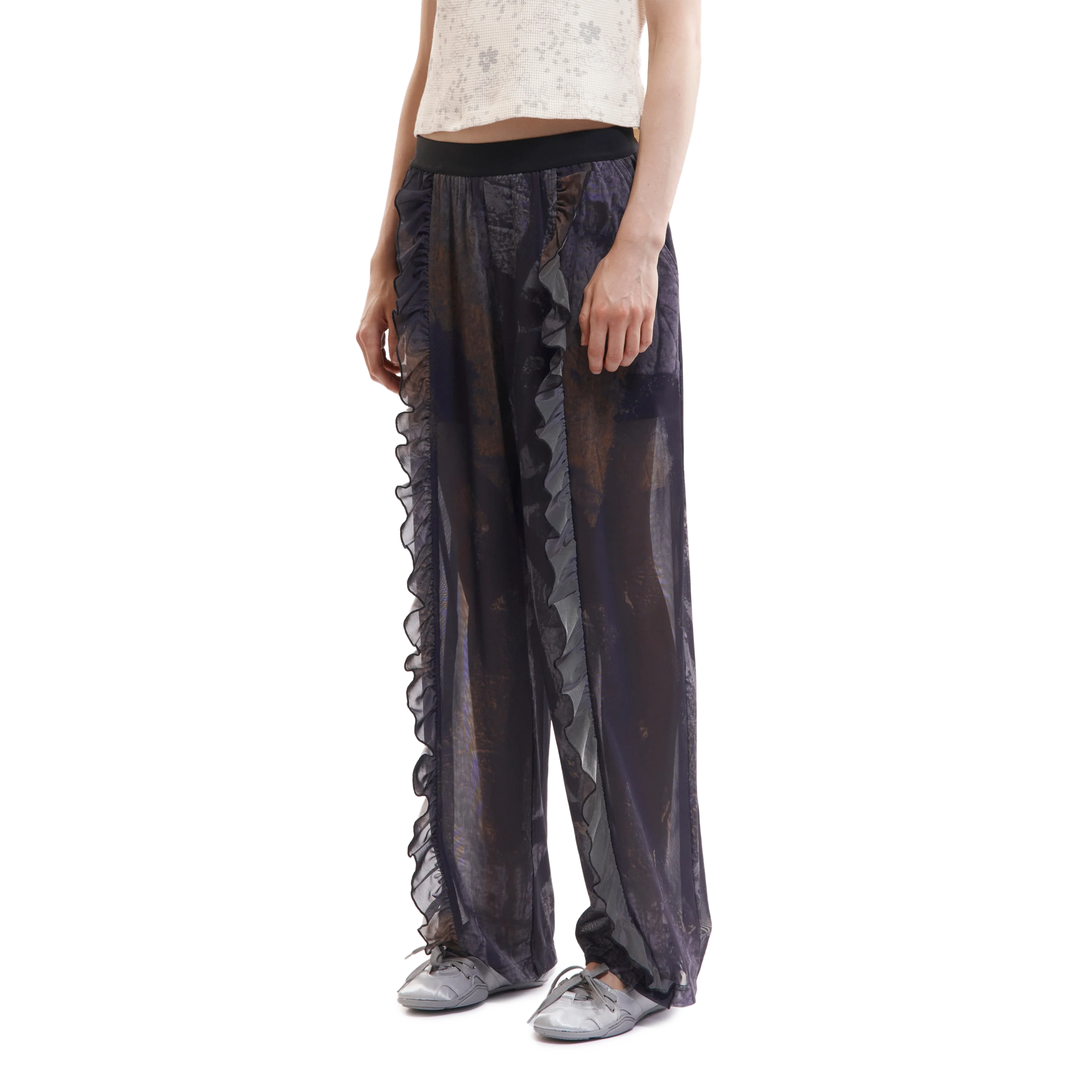 Perks And Mini Women's Murus Mesh Ruffle Trousers Shadows