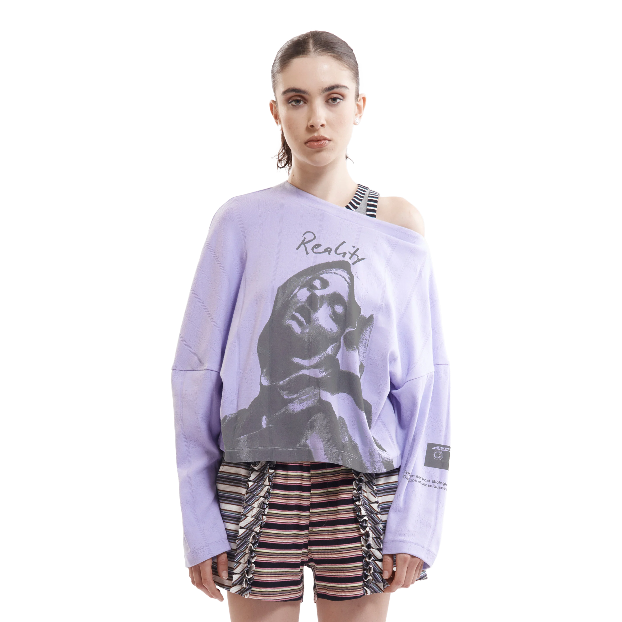 Perks And Mini Women's Xerox Pointelle Off Shoulder Top Lavender