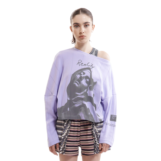 Perks And Mini Women's Xerox Pointelle Off Shoulder Top Lavender