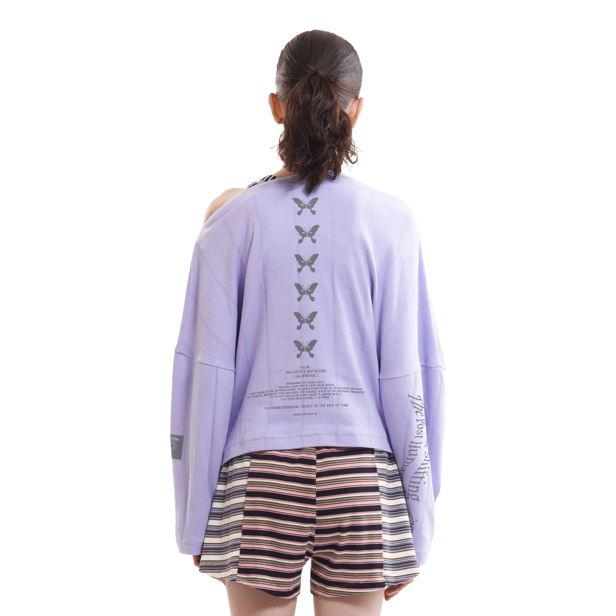 Perks And Mini Women's Xerox Pointelle Off Shoulder Top Lavender