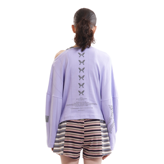 Perks And Mini Women's Xerox Pointelle Off Shoulder Top Lavender
