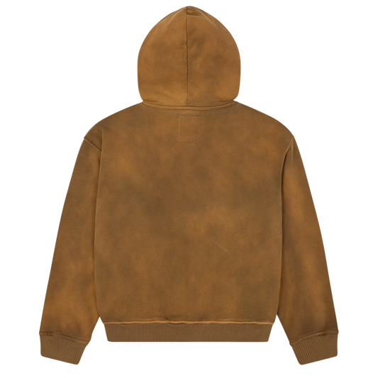 Kidsuper Patchwork Face Heavyweight Zip Up Hoodie Dark Brown