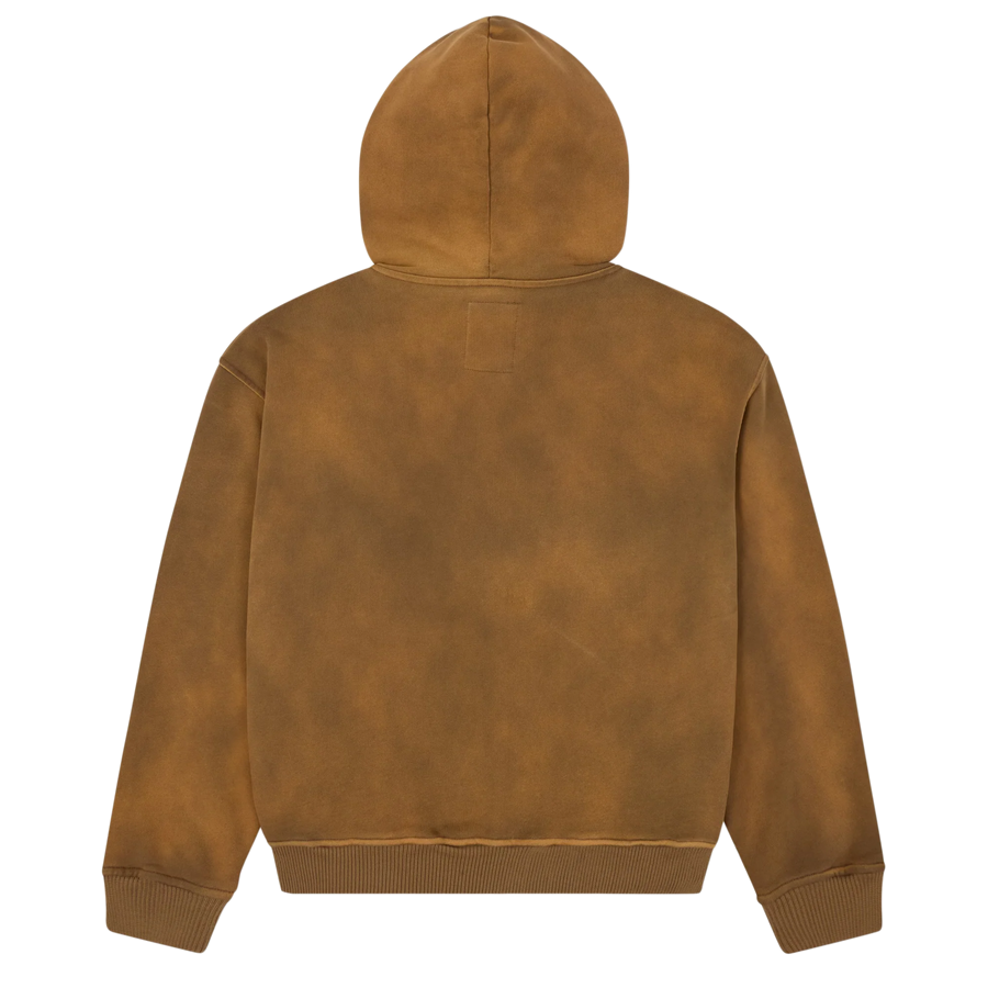 Kidsuper Patchwork Face Heavyweight Zip Up Hoodie Dark Brown