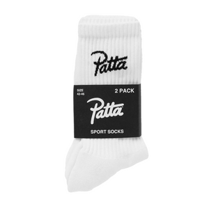 Patta Script Logo Sport Socks (2-Pack) White