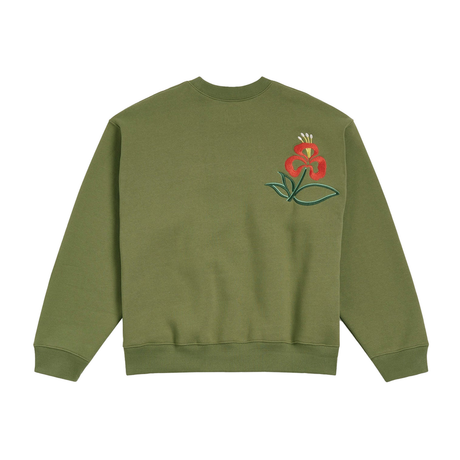 Patta Flowers Crewneck Sweater Loden Green