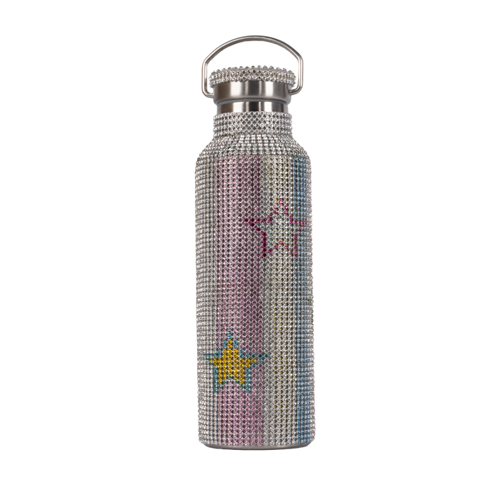 Collina Strada Rhinestone Water Bottle Star Stripe Multi