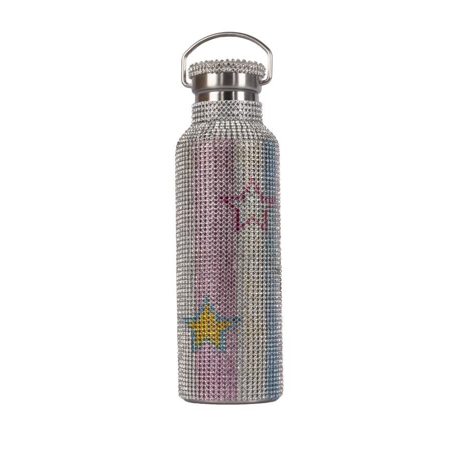 Collina Strada Rhinestone Water Bottle Star Stripe Multi