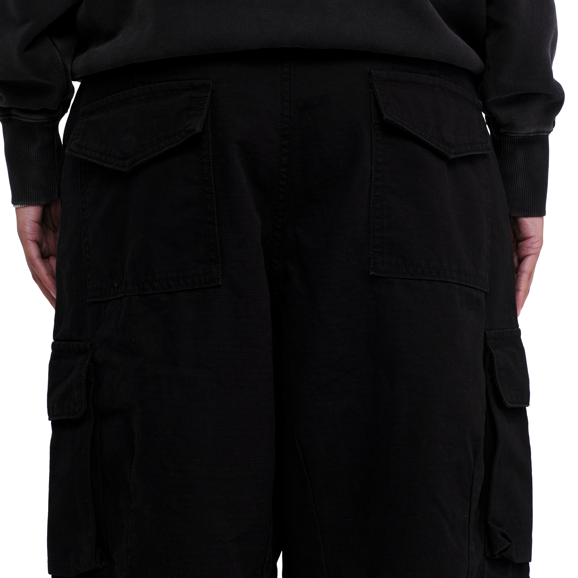 Pseushi Cotton Ripstop Cargo Shorts Black