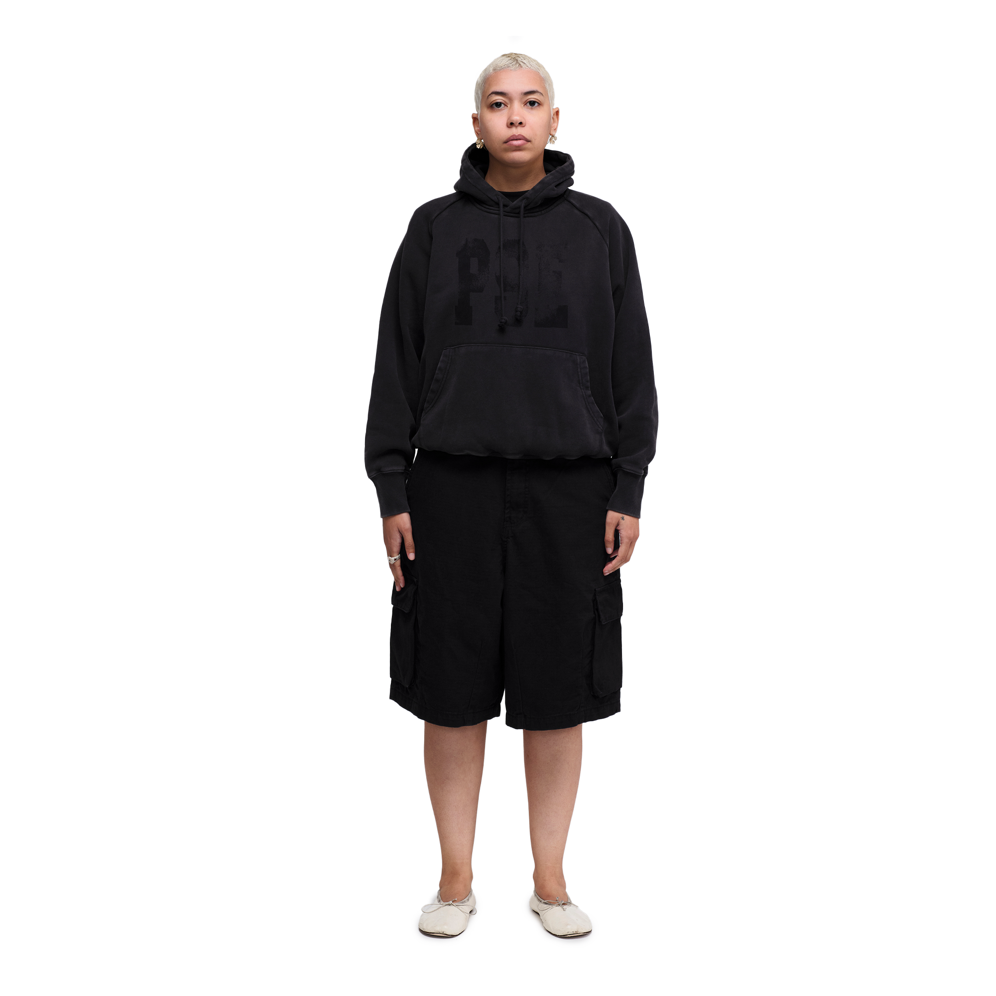 Pseushi Cotton Ripstop Cargo Shorts Black