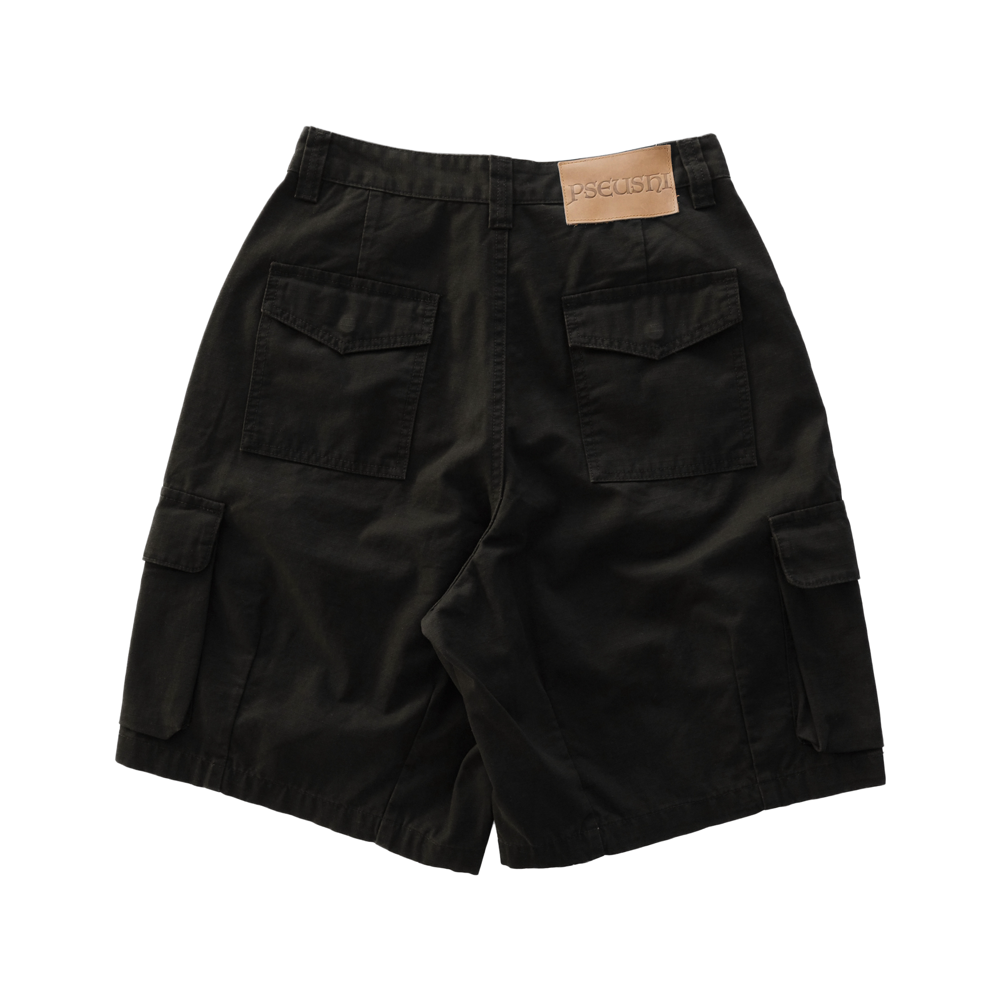 Pseushi Cotton Ripstop Cargo Shorts Black