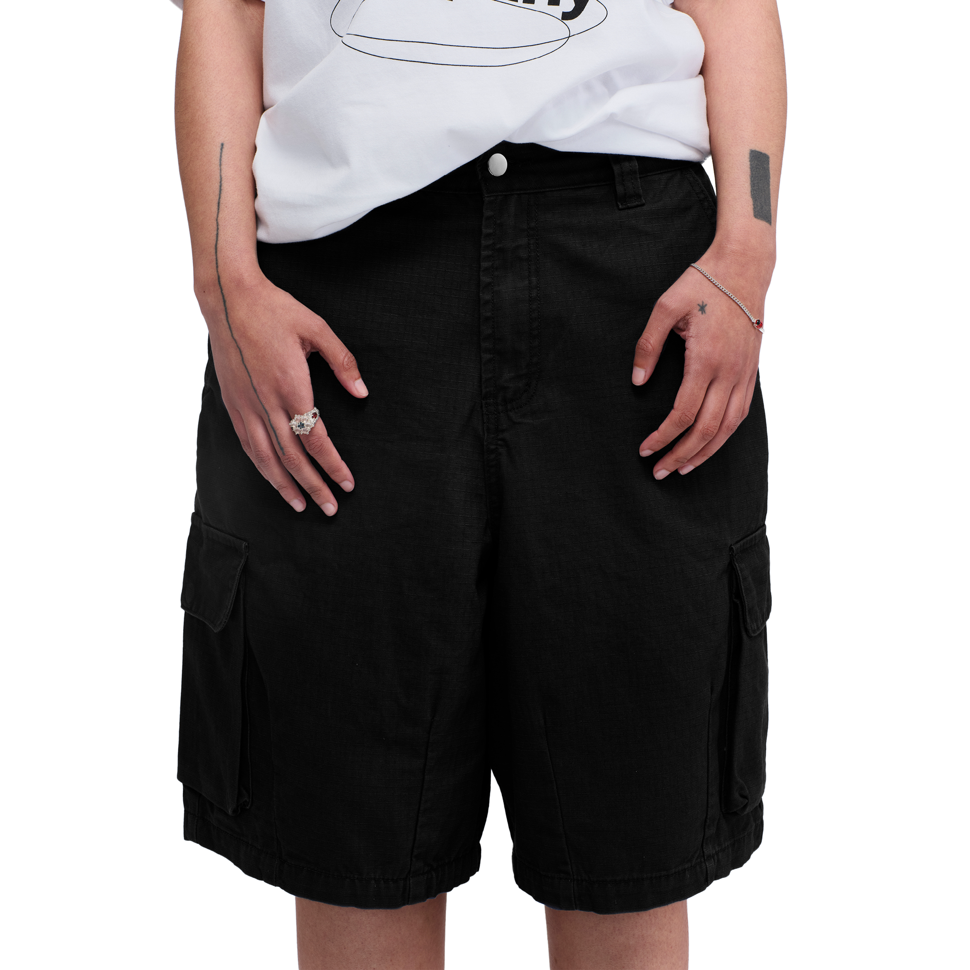 Pseushi Cotton Ripstop Cargo Shorts Black