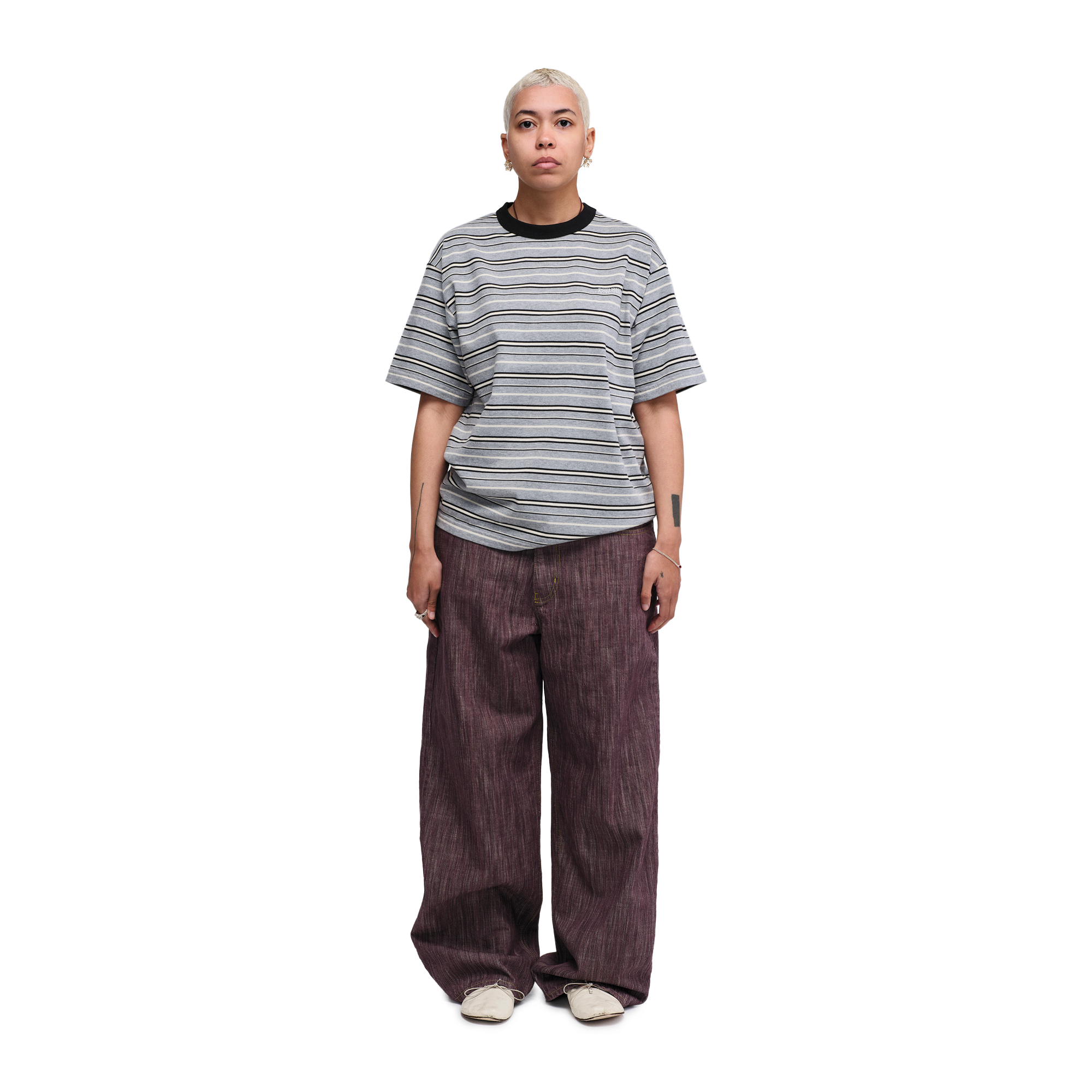Pseushi Knitted Stripes T-Shirt