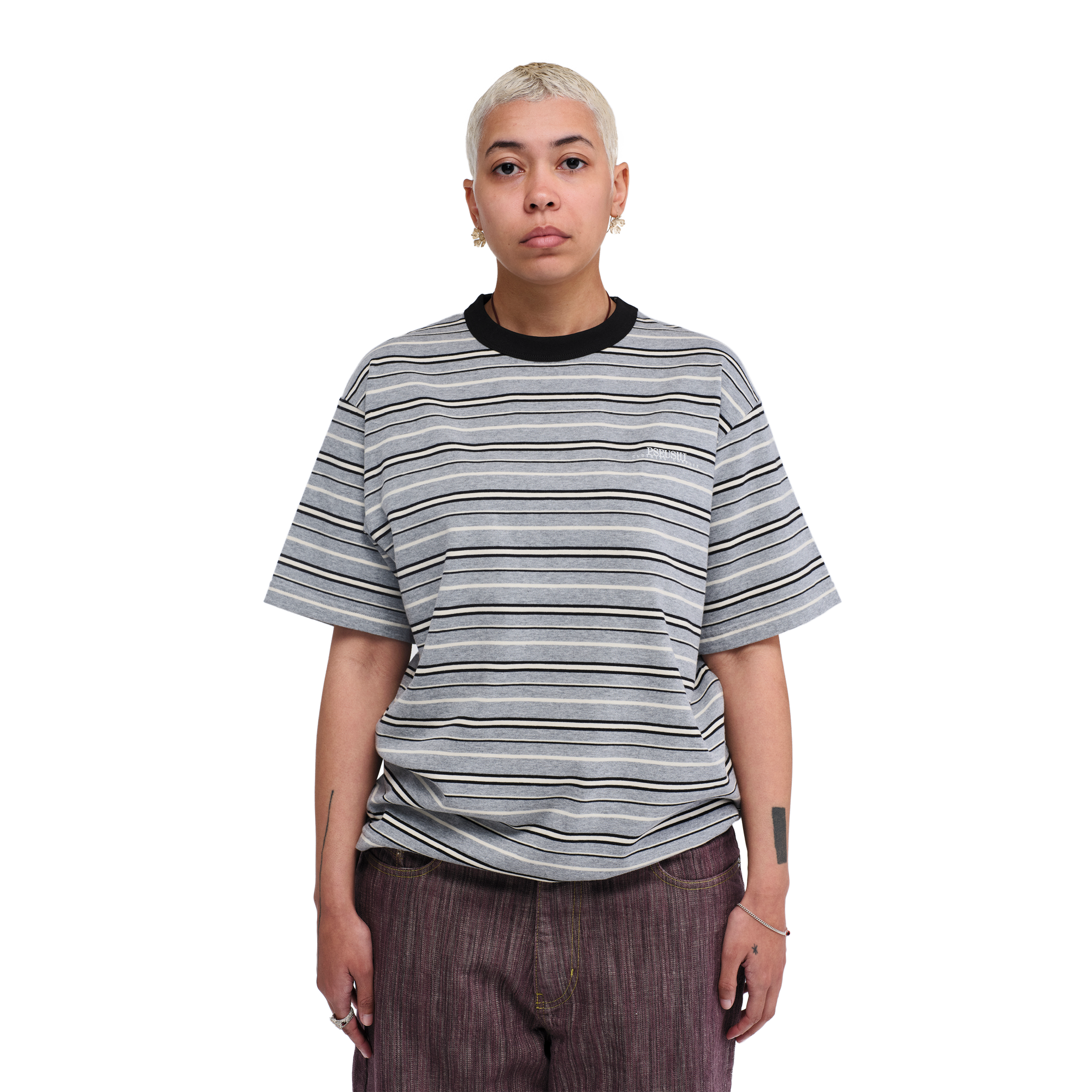 Pseushi Knitted Stripes T-Shirt