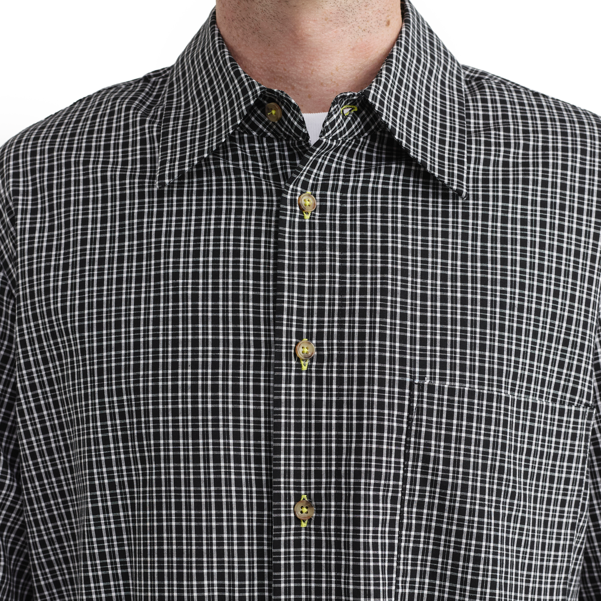 Pseushi Long Sleeve Black Plaid Shirt