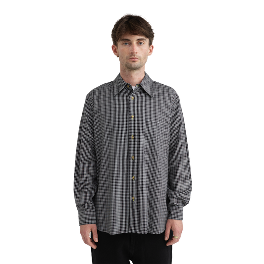 Pseushi Long Sleeve Black Plaid Shirt