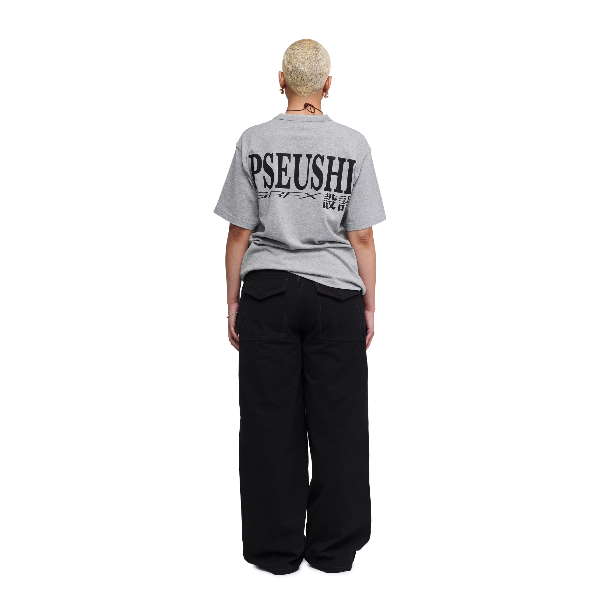 Pseushi Loose Cut Canvas Fatigue Pants Washed Black