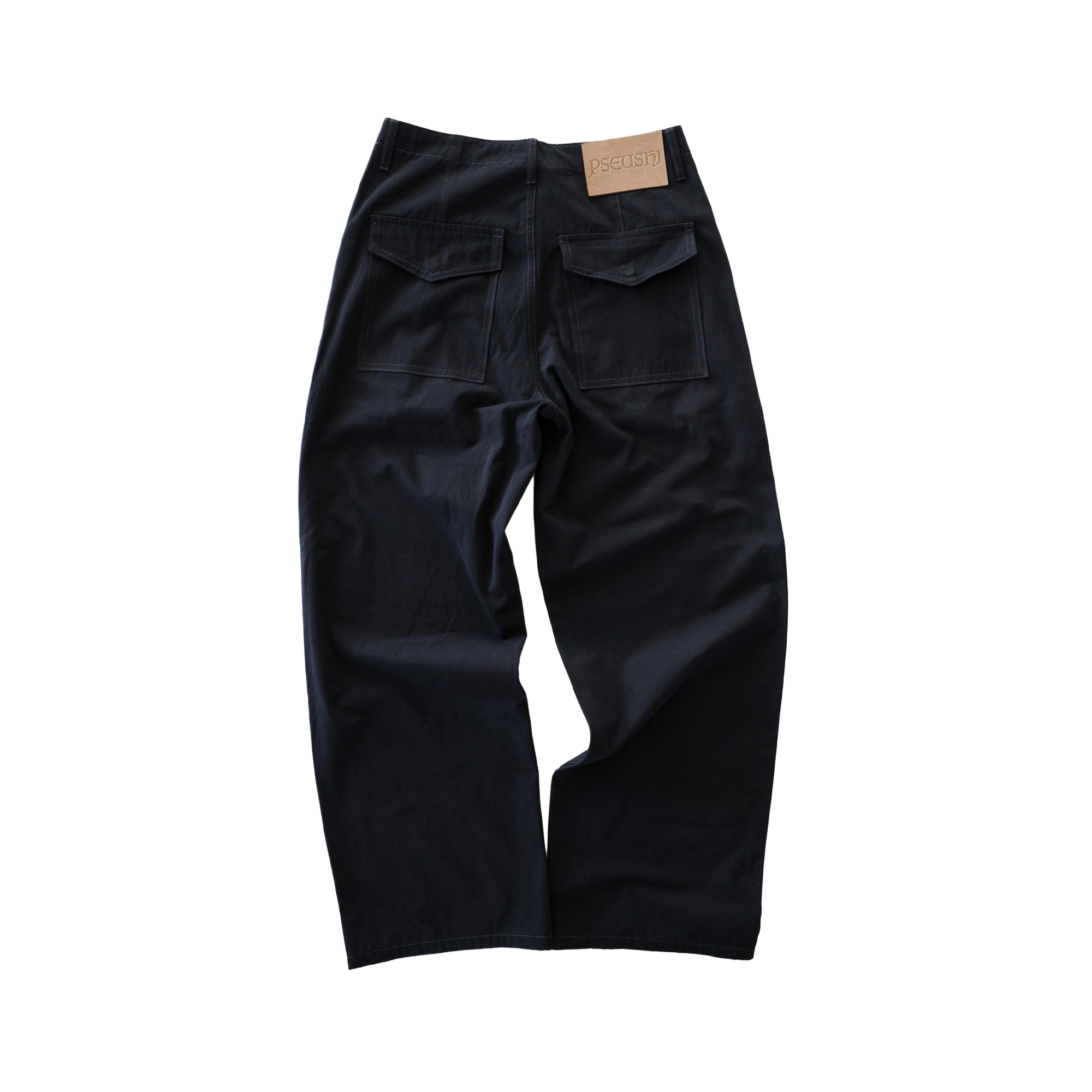 Pseushi Loose Cut Canvas Fatigue Pants Washed Black