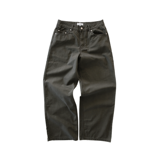 Pseushi Loose Cut Cotton Ripstop Carpenter Pants Washed Khaki