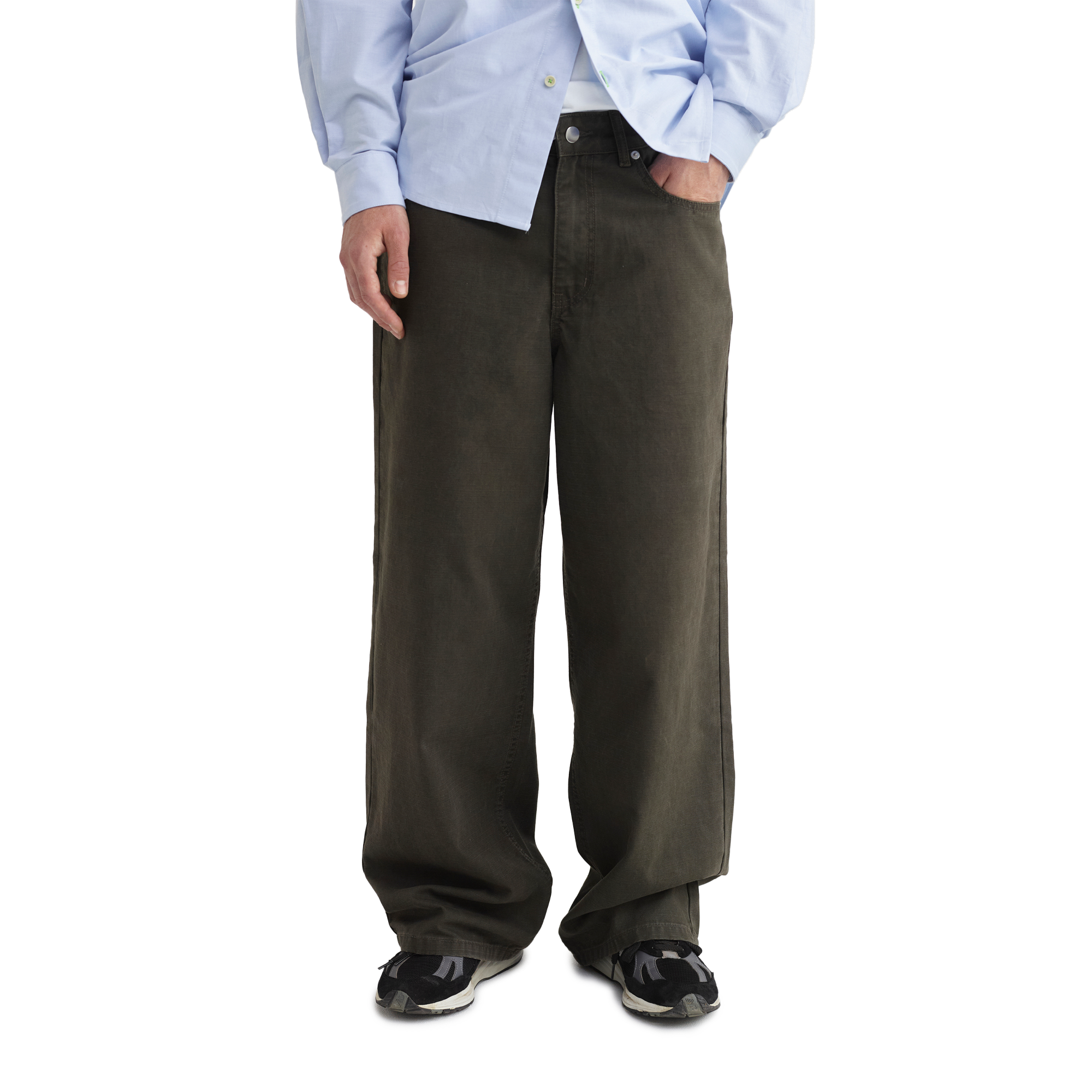 Pseushi Loose Cut Cotton Ripstop Carpenter Pants Washed Khaki