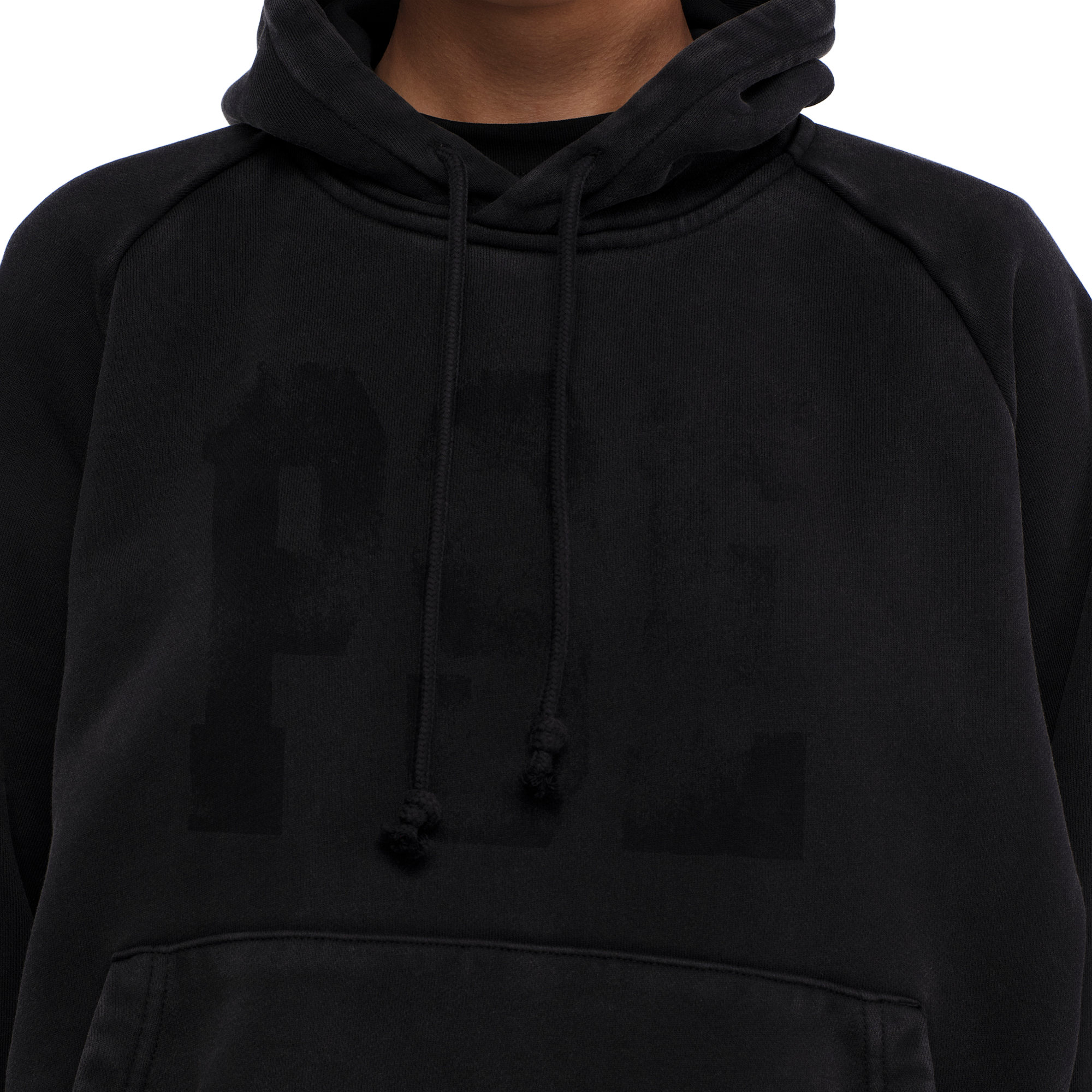 Pseushi Raglan Drawstring Hoodie Vintage Black