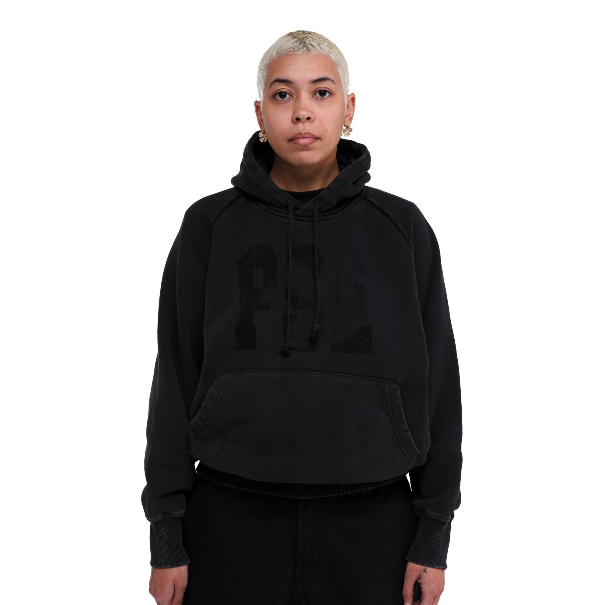 Pseushi Raglan Drawstring Hoodie Vintage Black