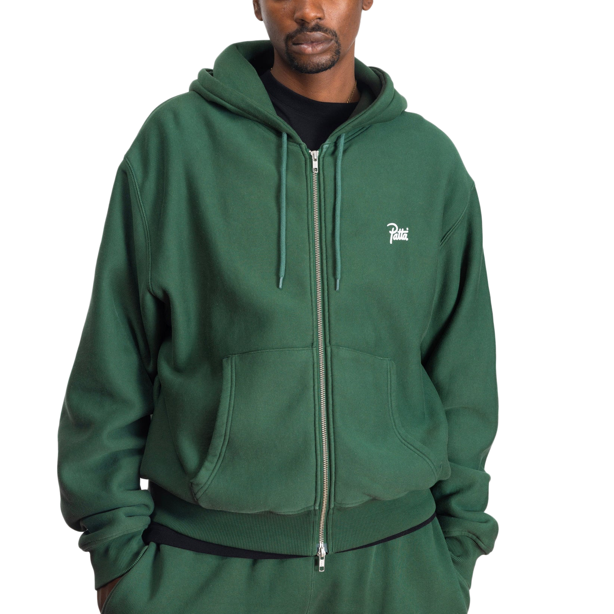 Patta Classic Zip Up Hooded Sweater Bistro Green