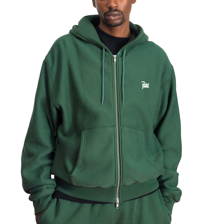 Patta Classic Zip Up Hooded Sweater Bistro Green