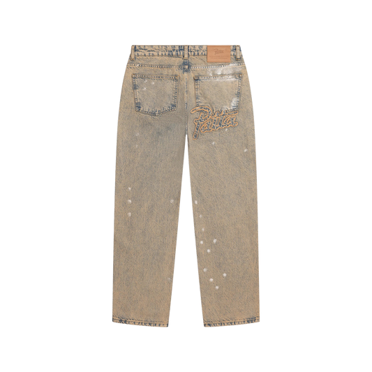 Patta Dirty Splatter Straight Denim Pants Sandwashed Light Blue