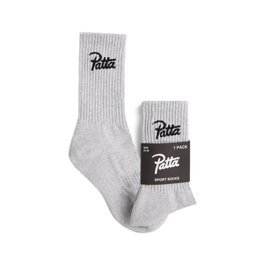 Patta Script Logo Sports Sock Melange Grey