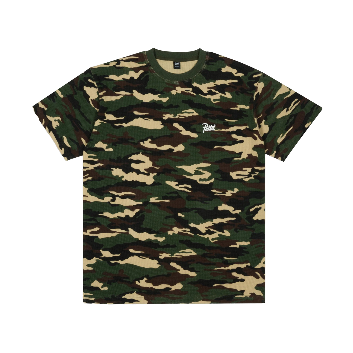 Patta Waffle Script Logo T-Shirt Woodland Camo