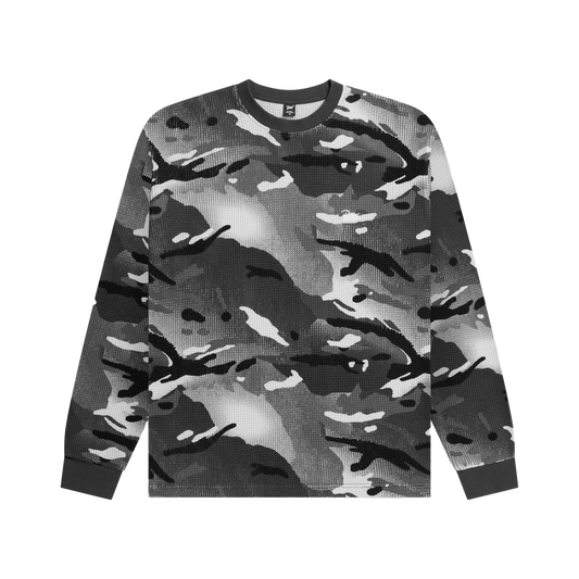 Patta Ghost Spray Camo Waffle Long Sleeve Jet Black