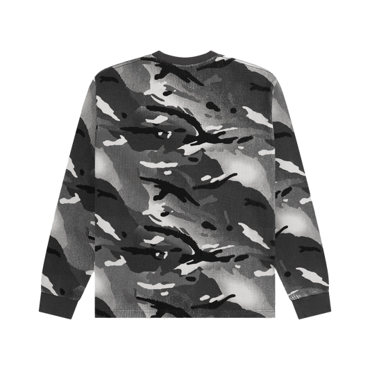 Patta Ghost Spray Camo Waffle Long Sleeve Jet Black