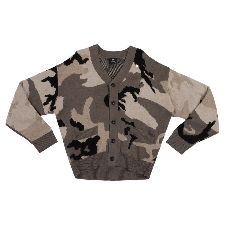 Patta Woodland Camo Knitted Cardigan Laced