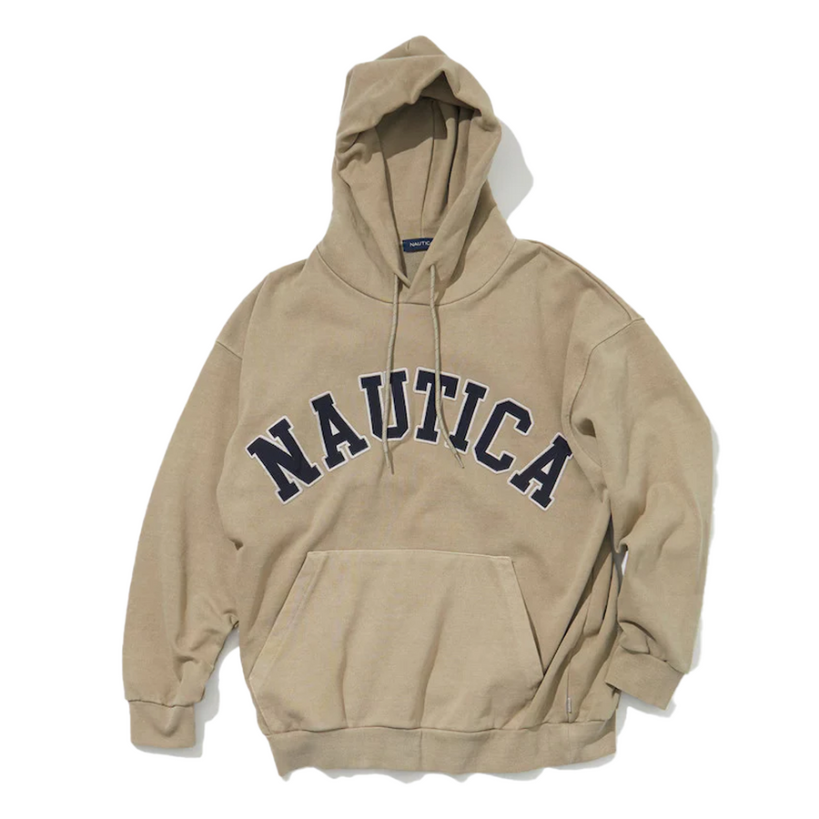 Nautica Japan Pigment Dyed Arch Logo Hoodie Beige