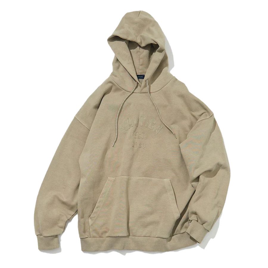 Nautica Japan Pigment Dyed Felt Logo Hoodie Beige