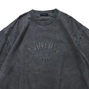 Nautica Japan Pigment Dyed Felt Logo T-Shirt Charcoal