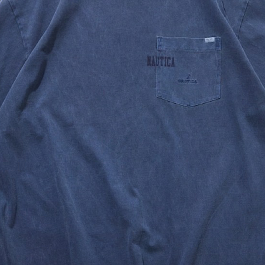 Nautica Japan Pigment Dyed Hidden Pocket T-Shirt Navy