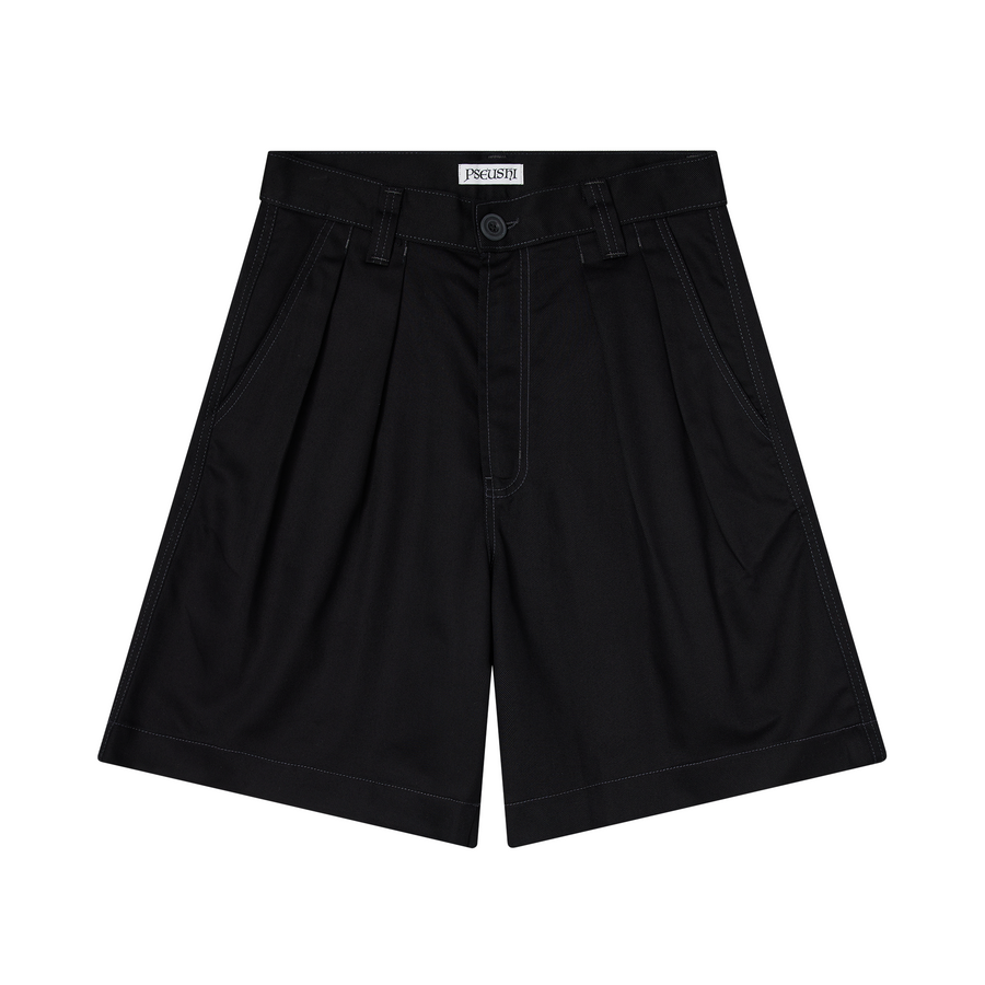 Pseushi Pleated Oversized Shorts Black/Charcoal