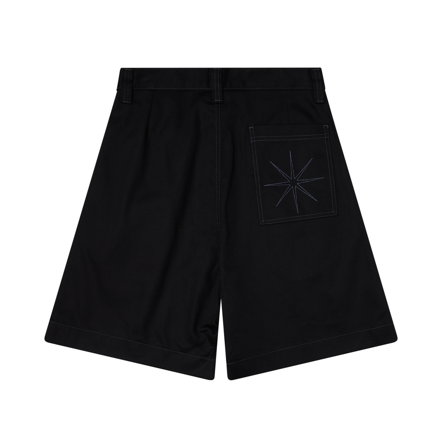 Pseushi Pleated Oversized Shorts Black/Charcoal